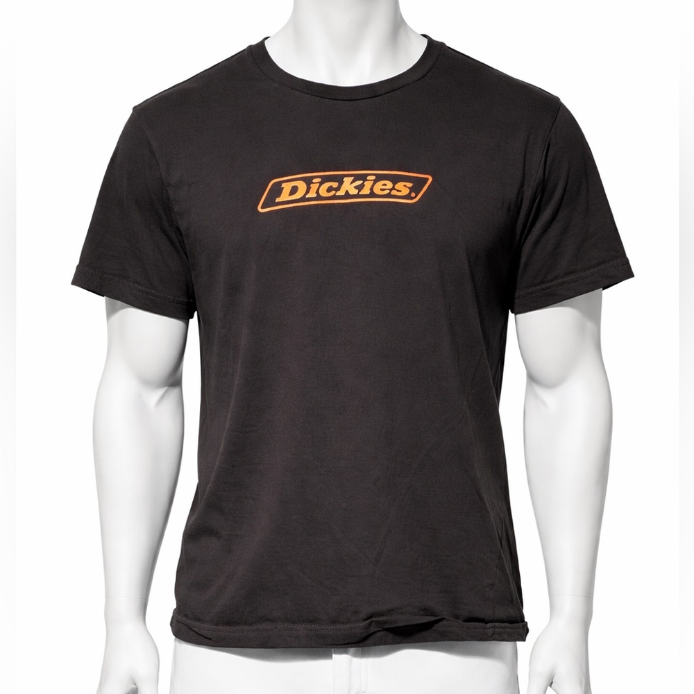 Dickies Men’s Black Short Sleeve Crew T-shirt with Orange Logo